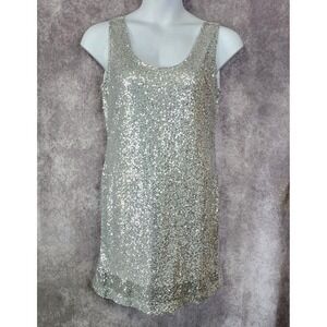 Rue 21 Silver Sequined Tank Mini Dress Womens‎ XL Lined Sleeveless Party Evening